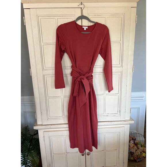 NWOT Pure Jill by J. Jill size XS knit rusty red midi dress - Picture 2 of 6